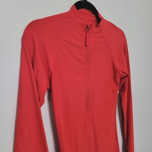 J. Crew Red Long Sleeve Half Zip Rash Guard Swim Top Large